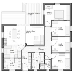 Winkelbungalow 118qm 5Zimmer Hems Grundriss EG