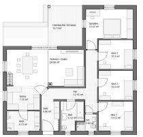 Winkelbungalow 118qm 5Zimmer Hems Grundriss EG