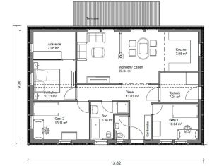 BGX9 Bungalow Grundriss 106qm 4 Zimmer