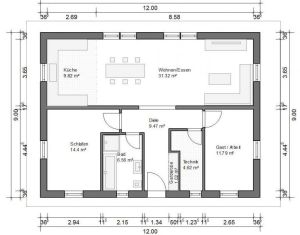 BG2 Bungalow Grundriss 89qm 3 Zimmer