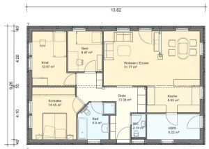 BGX10 Bungalow Grundriss 106qm 4 Zimmer