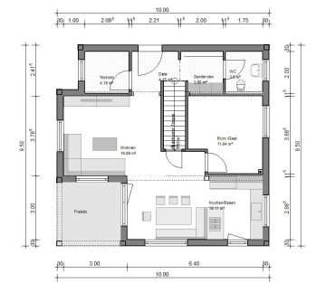 Stadtvilla 140qm Balkon Grundriss EG