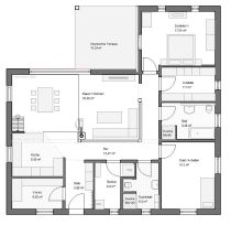 Winkelbungalow gross 130qm Satteldach Grundriss EG