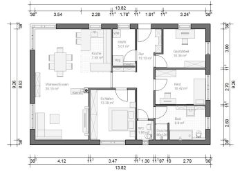 Bungalow 107 4 Zimmmer Grundriss